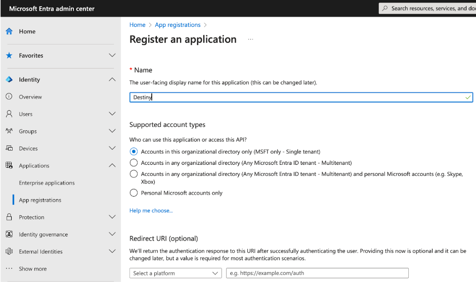 Micrsoft Entra App registrations